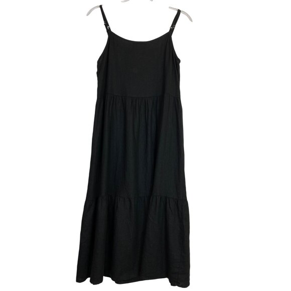 Urban Renewal Black Tiered Midi Dress Medium Boho Western Hippie Basic Summer - Picture 4 of 6